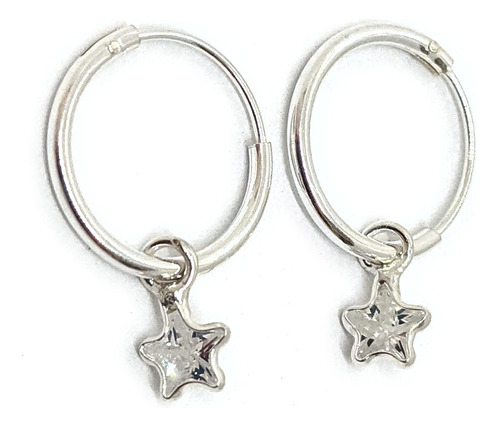 Aros Argolla Cristal Estrella Plata 925