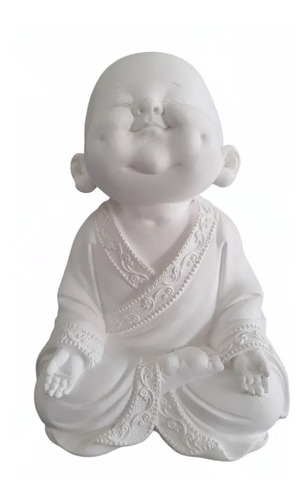 Estátua Buda Menino Meditando Sorrindo Cru Sem Pintura 20cm