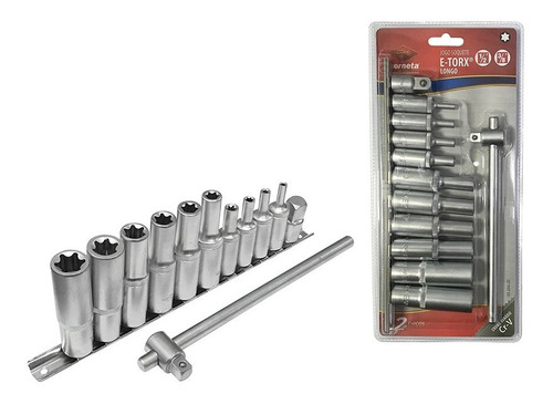 Jogo De Soquete Longo E-torx Femea 12 Pcs 1/2 X 3/8 3323422