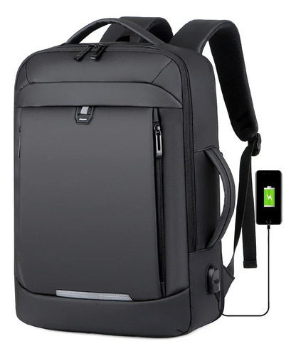 Mochila Extensible Impermeable Antirrobo Escolar 40 L Para Laptop 17''  Hombre Mujer Negocio Viaje De Gran Capacidad Con Usb