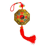 Baguá Feng Shui Metal Dourado 9cm Yin Yang