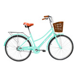 Bicicleta Urbana De Paseo R26 Doble Freno Vintage Canastilla Color Azul Turquesa