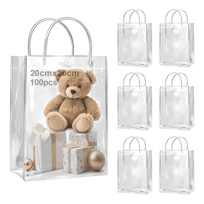 Bolsa Transparente 20x20x8cm PVC Reutilizable Asa para Bodas y Fiestas | Envío gratis