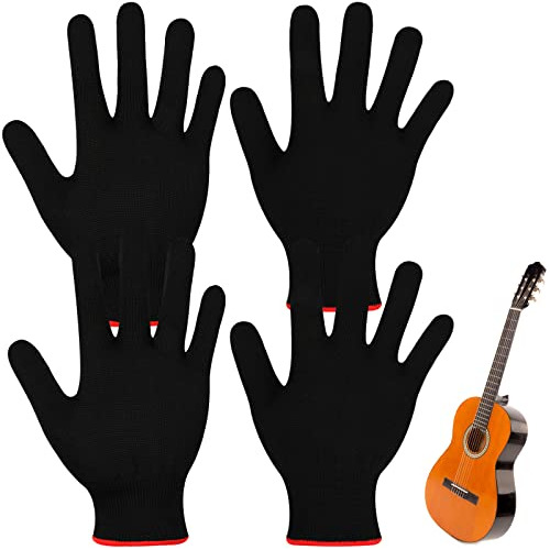 4 Piezas De Guantes Guitarra Negros Guantes Bajo Hombre...