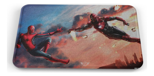 Tapete Iron Man Y Spiderman La Creación Baño Lavable 50x80cm