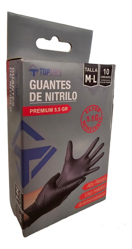 Mini Pack Guantes Nitrilo 5.5gr Premium Negro Talla M-l 10u