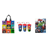 5 Kits Bolsa Dulcero + Vasos + Libro Para Colorear