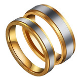 Anillos Acero Titanio Duo Parejas Novios Dorados Lisos A011