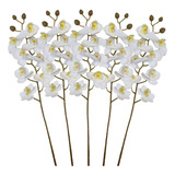 Kit 5 Flor Orquídea Artificial Branca 3d Para Decoração Mesa