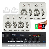 Kit Som Ambiente 500 Watts Bluetooth +8 Caixas Parede Branca