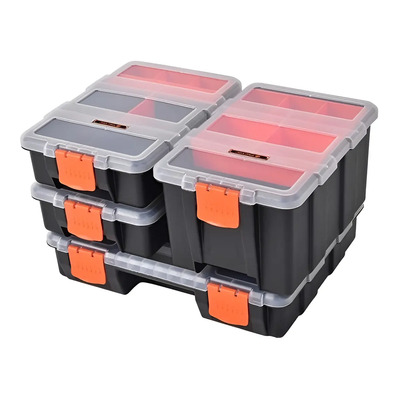 Set Organizador Cajas Herramientas 4 En 1 Tactix 320020 Color Negro