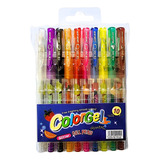 Canetas Coloridas Gel Neon Glitter Estojo Kit 10 Cores 