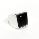 Anillo Piedra Negra Grueso De Plata 925 Caballero Elegante