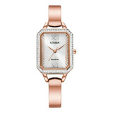 Reloj Citizen Eco-drive Crystal Em0983-51a Time Square Color De La Correa Oro Rosa