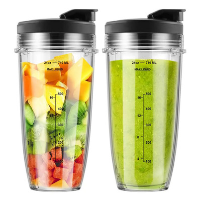 2 Vasos Compatible Con Ninja Licuadora 24oz Bn801 Ss101 Bl480 2 Tapas | Meses sin interés