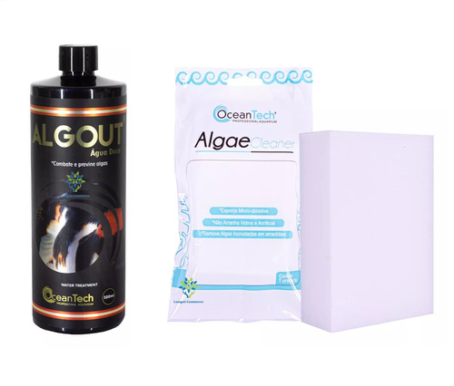 Kit Algout Anti Algas 500ml + Esponja Limpa Vidro Aquário