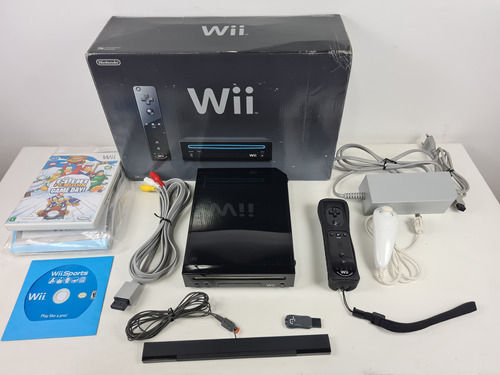 Nintendo Wii Preto Desbloqueado Console Completo Na Caixa