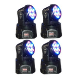 Pack 4 Unidades Cabezal Movil 18 Led X 3w Rgb Dmx 12 Ch Dj