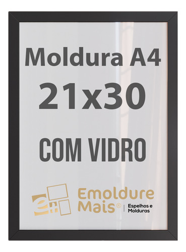 Moldura A4 C/ Vidro 21x30cm Quadro Certificado Diploma Foto