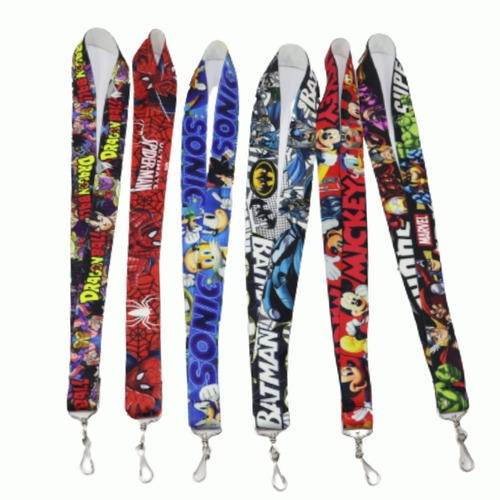 6 Cintas Lanyard Para Colgar Carnet  Héroes Y Caricatura