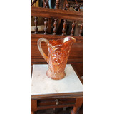 Antigua Jarra De Cristal Carnival Glass Con Base Cachada 