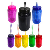 Mason Jars,cilindro,dulcero,tapa Popote 30 Pzas 500ml