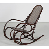 Antiga Cadeira De Balanço Austriaca Thonet Madeira Palhinha