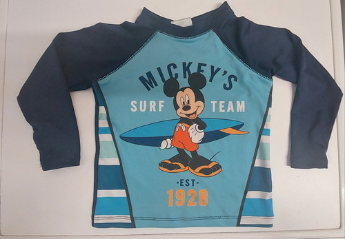 Remera De Agua Niños/bebes Mickey Disney Ml T.2 Años Imp.usa