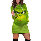 Vestido Tipo Sudadera Con Capucha Con Diseño Grinch