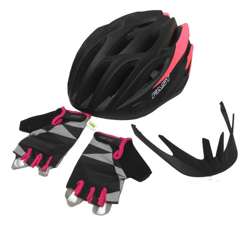 Combo Casco In Mould + Guantes Para Bicicleta Ciclismo Fast 