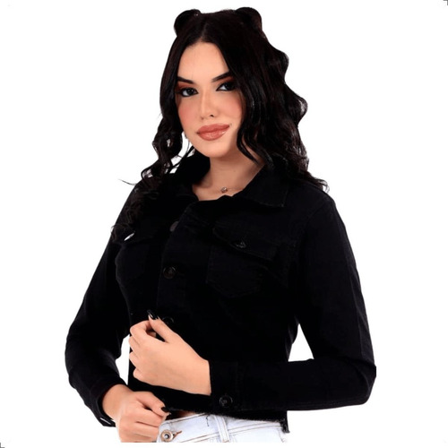 Jaqueta Jeans Feminina Com Lycra Jaquetinha Curta