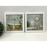 Conjunto 2 Quadros Decorativo Home Lavabo Banheiro C Vidro