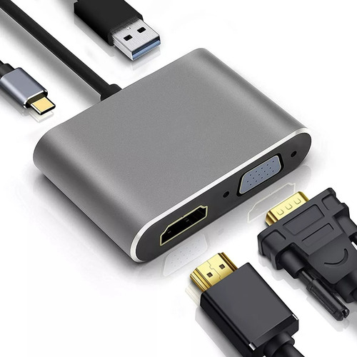 Adaptador Multi-puerto Usb Tipo C Dock Hub A Hdmi 4 En 1