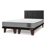 Cama Europea Star Flex 2 Plazas Bd + Respaldo Royal Negro