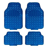 Cubre Alfombra Metalizada Azul Tunning Universal 4 Piezas