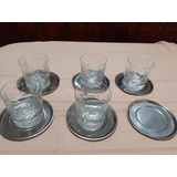 Vasos Para Whisky En Cristal Con Plato En Metal 5 Unidades 