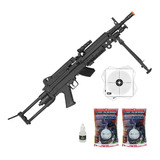 Airsoft Eletrica M249 Rossi Bivolt 6mm Original +2x.bbs