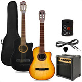 Guitarra Electrocriolla Corte Ampli 10w Cable Funda Pua