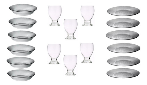 6 Platos Playos + 6 Platos Hondos + 6 Vasos Varios Modelos