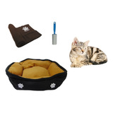 Cama Para Mascota Doble Faz + Cobija Mediana + Quitamotas