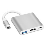 Adaptador Multipuerto Usb C A Hdmi, Concentrador 3 En 1 Tip