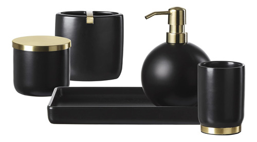 Set Accesorios De Baño Motifeur Black N Gold