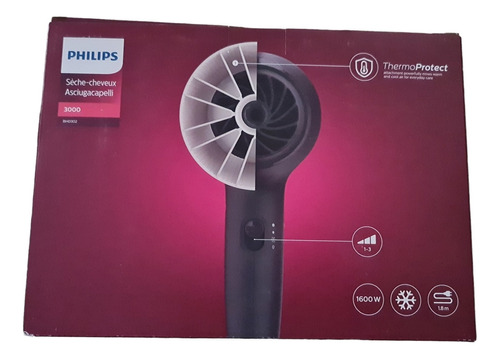 Secadora De Pelo Phillips Hair Dryer 3000 1600w 1.8m 3 Niv 