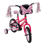 Bicicleta Infantil Minnie R12 Huffy Para Niña Rosa Con Bolsa