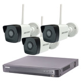 Kit Seguridad Hikvision Dvr 4 Ch + 3 Camaras Ip Wifi 2mp Ext