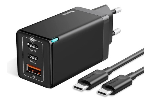 Carregador Macbook Baseus Turbo Gan5 Pro 65w + Cabo 1m Cor Preto