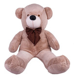 Urso De Pelúcia Gigante Teddy - Grande - Laço Personalizado Cor Urso Avelã Com Laço Tabaco