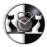 Reloj De Pared Con Silueta De Pareja, Diseño De Gatos, Color