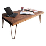 Mesa De Centro 80 Cms De Madera Solida Estilo Industrial