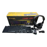 Combo Gamer Kit Com Fone De Ouvido, Mouse E Teclado Com Fio